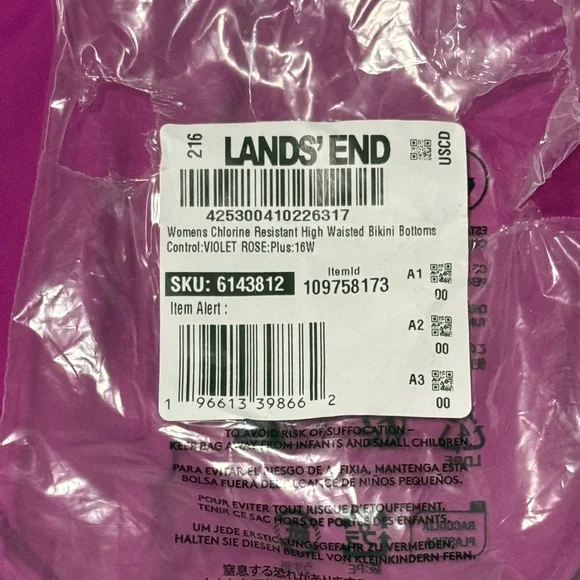 Lands' End Women's High Waisted Bikini Bottoms - Vibrant Purple - Picture 3 of 6